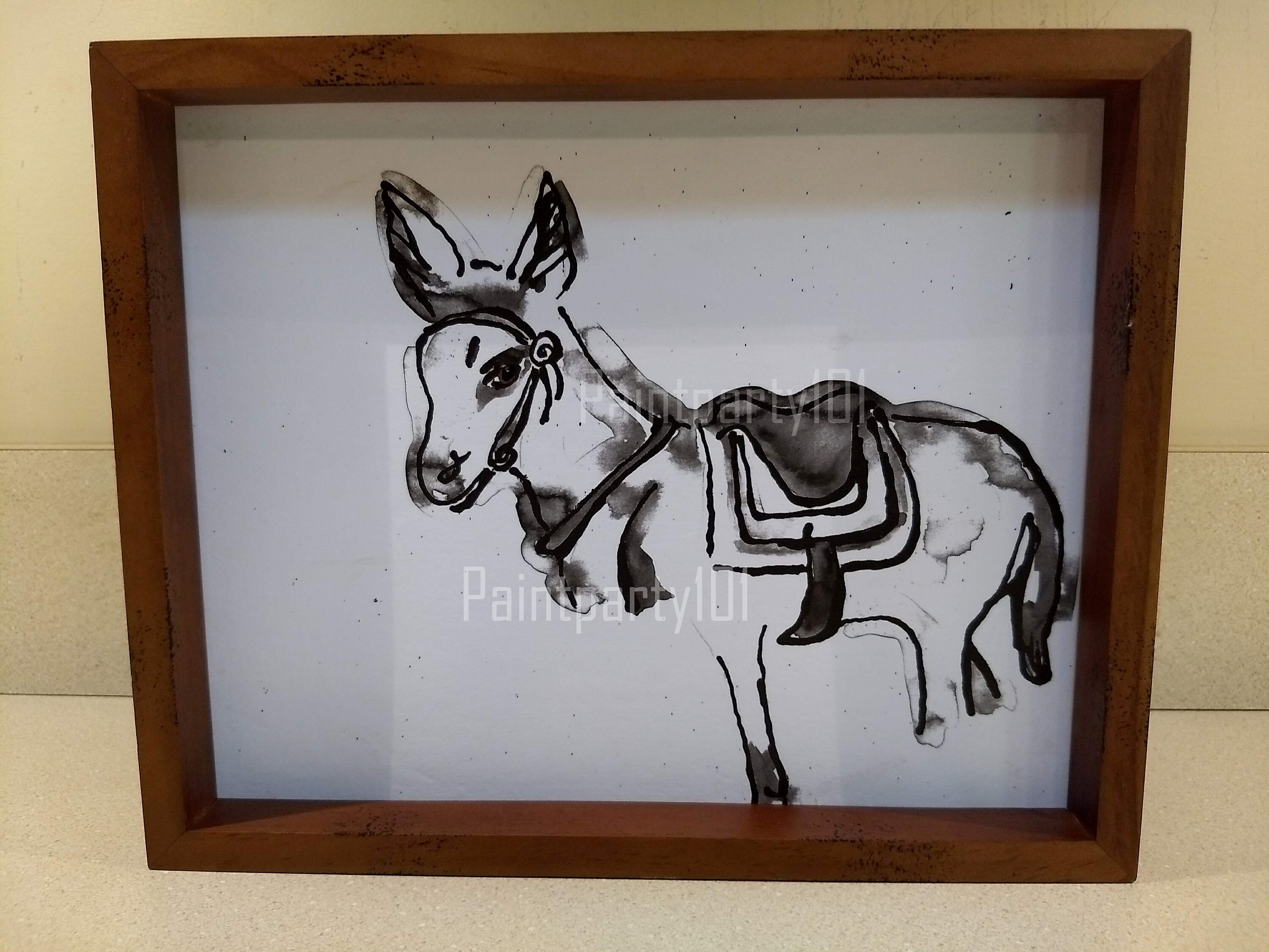 Black and white donkey wall art burro watercolor artwork Etsy