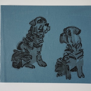 Shar pei wall art original shar pei watercolor painting shar pei painting picture shar pei dog shar pei artwork Chinese fighting dog art