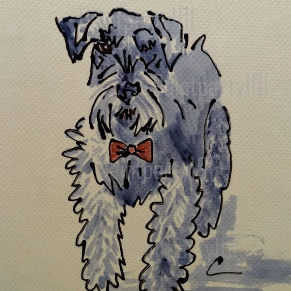 Original Miniature Schnauzer painting Schnauzer watercolor Schnauzer art Schnauzer artwork schnauzer wall art schnauzer lover schnauzer gift