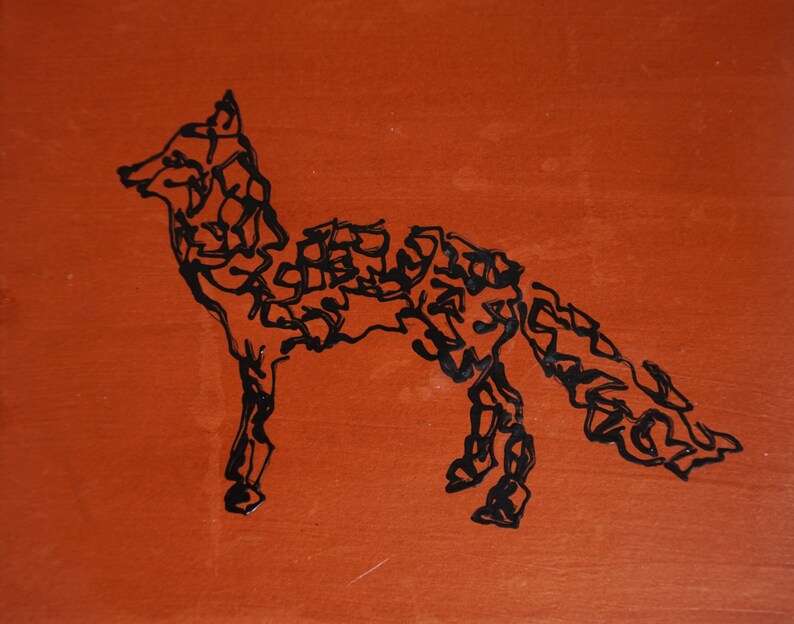 Pintura de zorro en panel de lona arte de zorro geométrico | Etsy