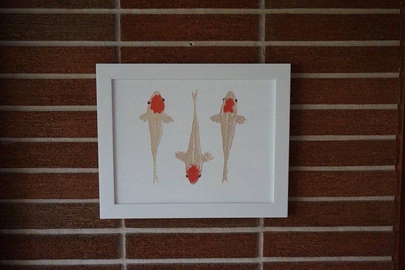 Koi wall art Modern koi painting original koi artwork unique fish art Japanese koi Tancho koi koi wall hanging prism paint art fish decor image 1