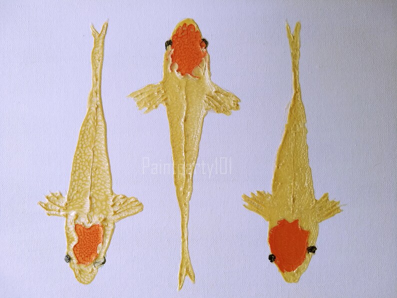 Koi wall art Modern koi painting original koi artwork unique fish art Japanese koi Tancho koi koi wall hanging prism paint art fish decor image 3
