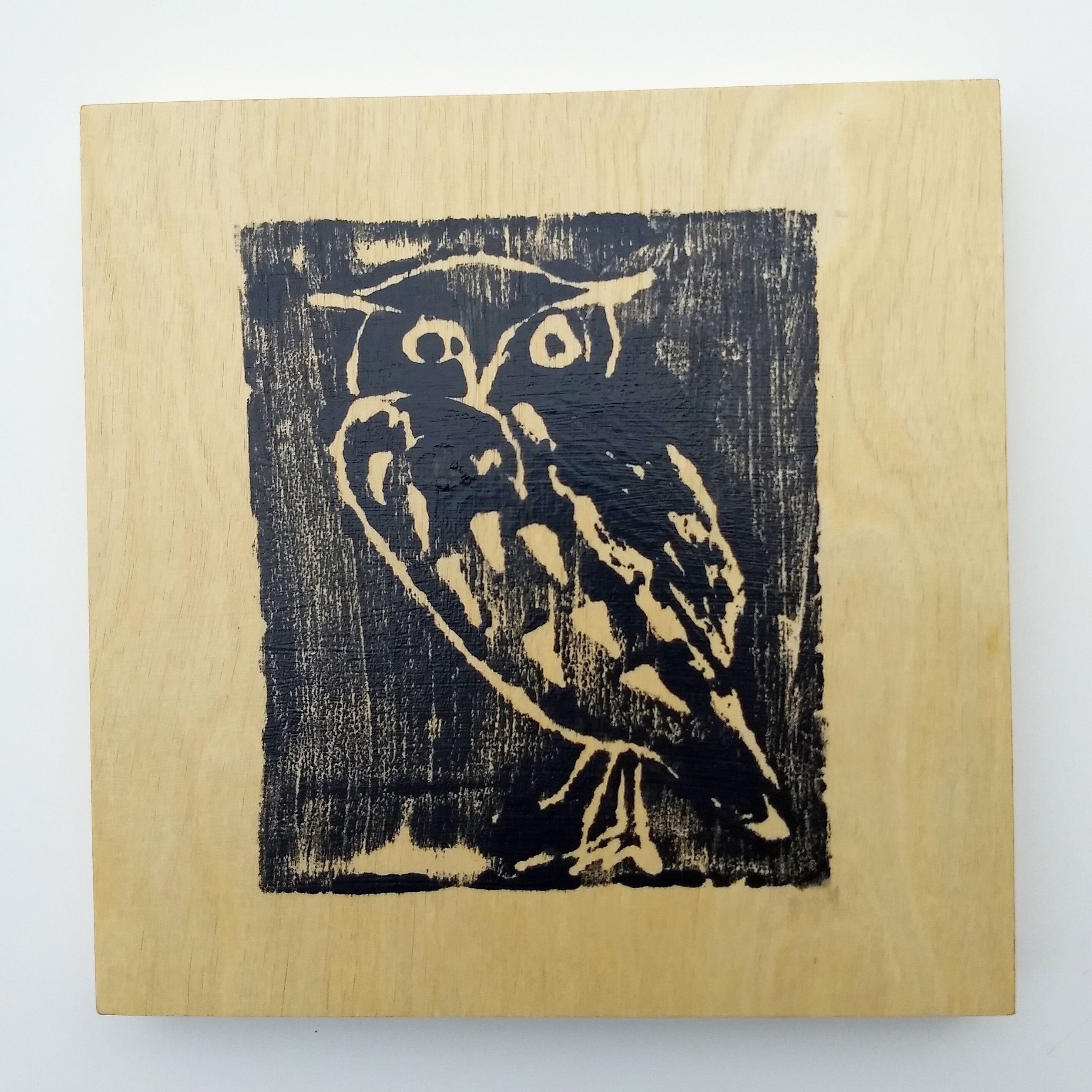 Original wood owl art. Ready to hang. Minimalist, Scandinavian style perfect for any home, room or n