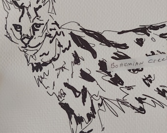 Savannah cat art, Savannah cat picture, Savannah cat print, Serval cat artwork, illustration Savannah cat drawing, Savannah cat gift, gold