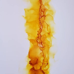 Oryginalny obraz tuszem alkoholowym 9 x 12 Yupo - Inside the Spark - Sztuka abstrakcyjna, Wisząca na ścianie, Oryginalna sztuka