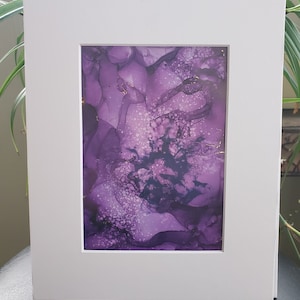Double Original Alcohol Ink Painting 5 x 7 Yupo - Purple Sisters - Abstract Art, Wall hanging, Original Art