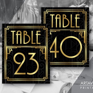 Table Number Sign Downloads, Numbers 21-40, Art Deco Wedding Party, Gatsby Wedding, Roaring Twenties Party, Instant Download ADC1