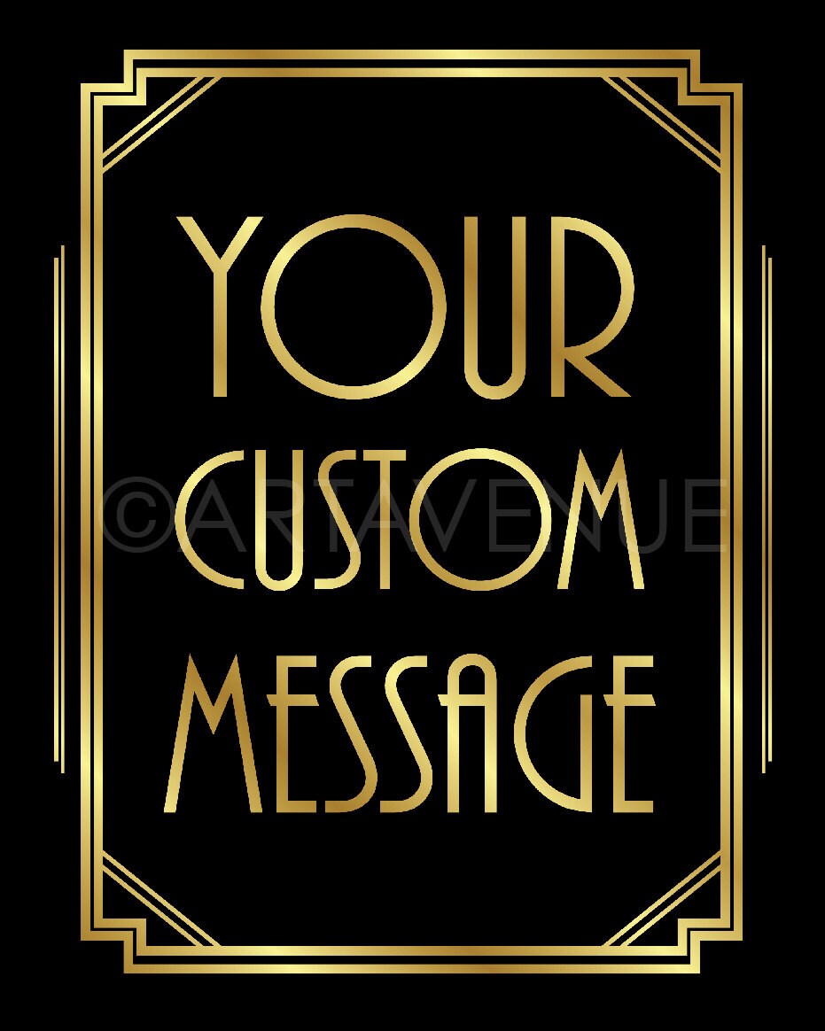 Art Deco Custom Message Printable Sign Vertical Gatsby - Etsy