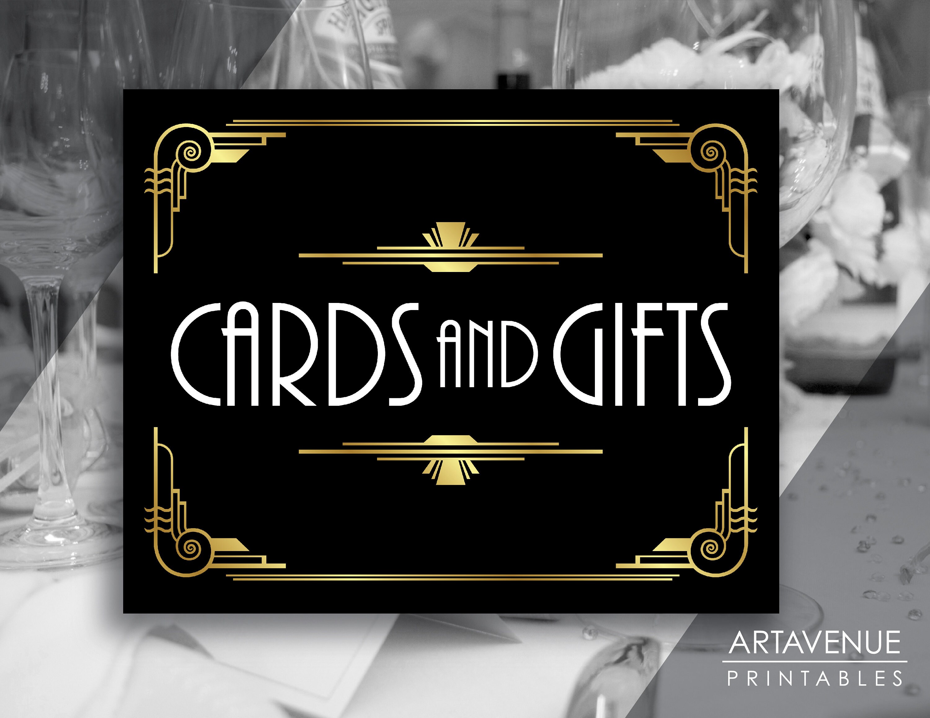 Cards and Gifts Sign Printables Art Deco Wedding Decor - Etsy