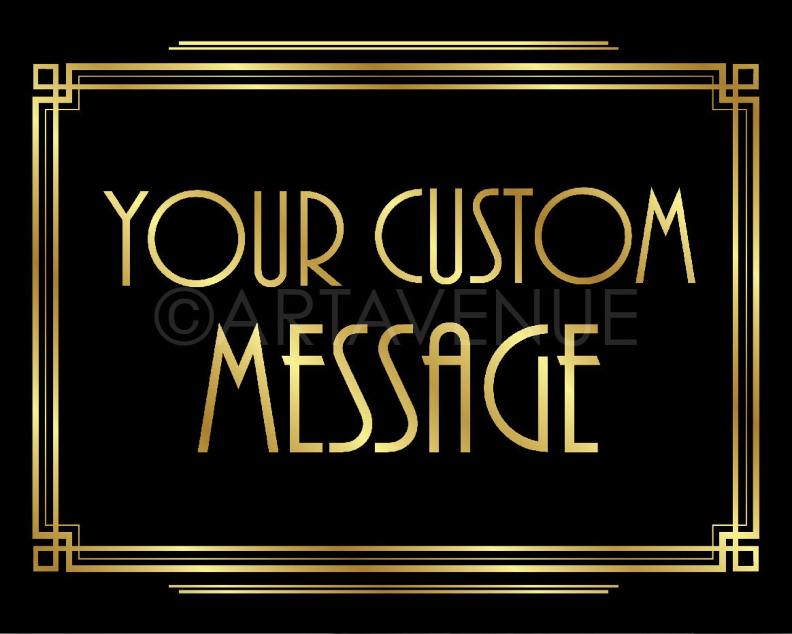 Art Deco Custom Message Printable Sign Horizontal Gatsby | Etsy