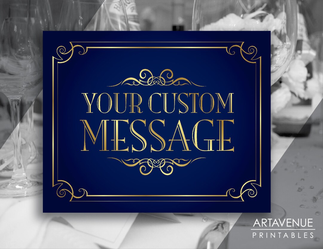 Custom Printable Sign "custom Message" Horizontal Sign - Printable Art ...