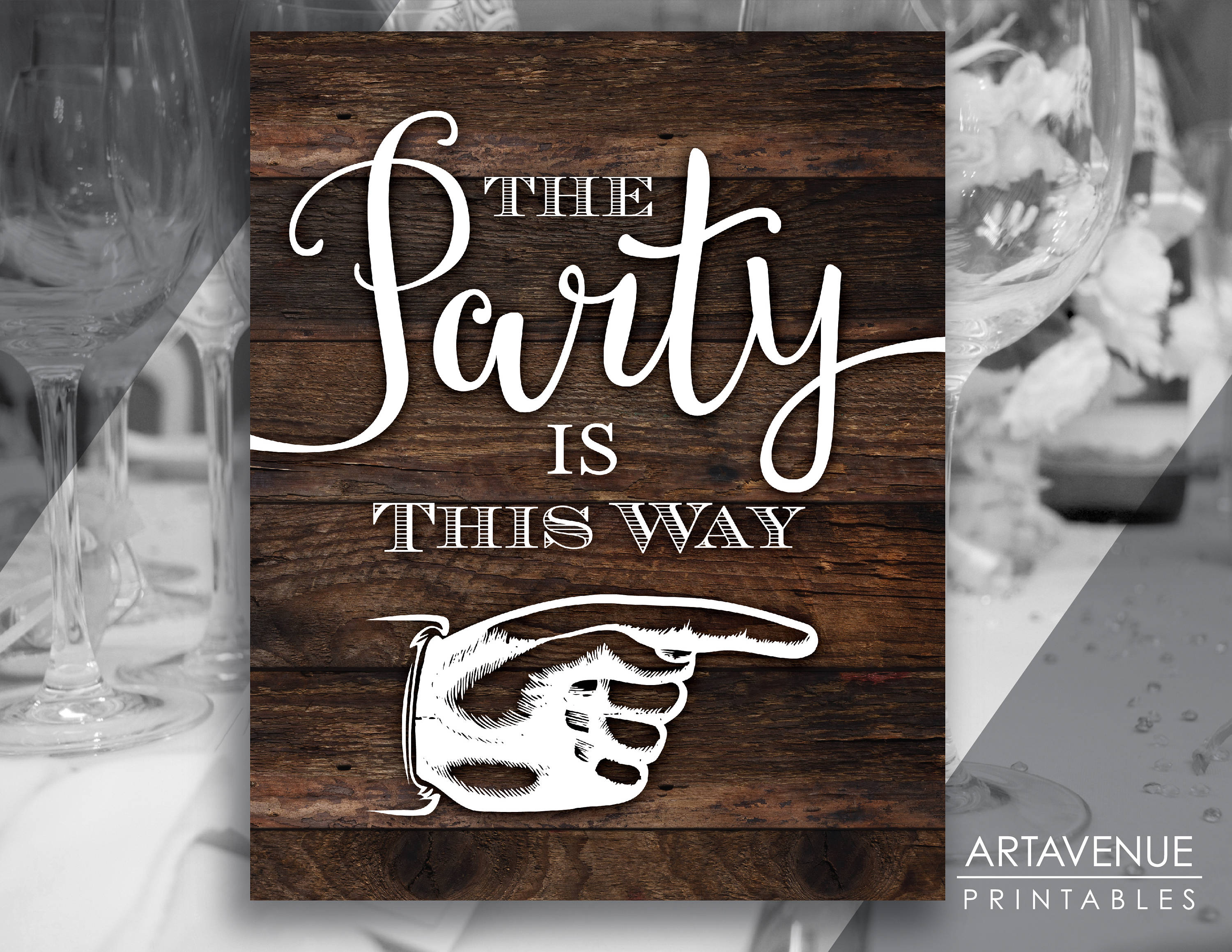 Rustic Chic Party Signs Direction Sign Printables the - Etsy