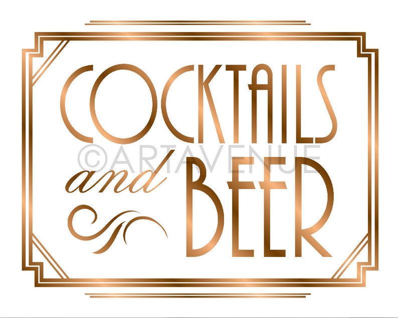 Art Deco Printable Art COCKTAILS and BEER Sign - Etsy 日本