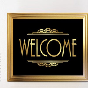 Art Deco WELCOME Sign Printable Art, Gatsby Wedding Sign Download,  1920s Wedding, Roaring 20s Party, Great Gatsby Printable - ADC1
