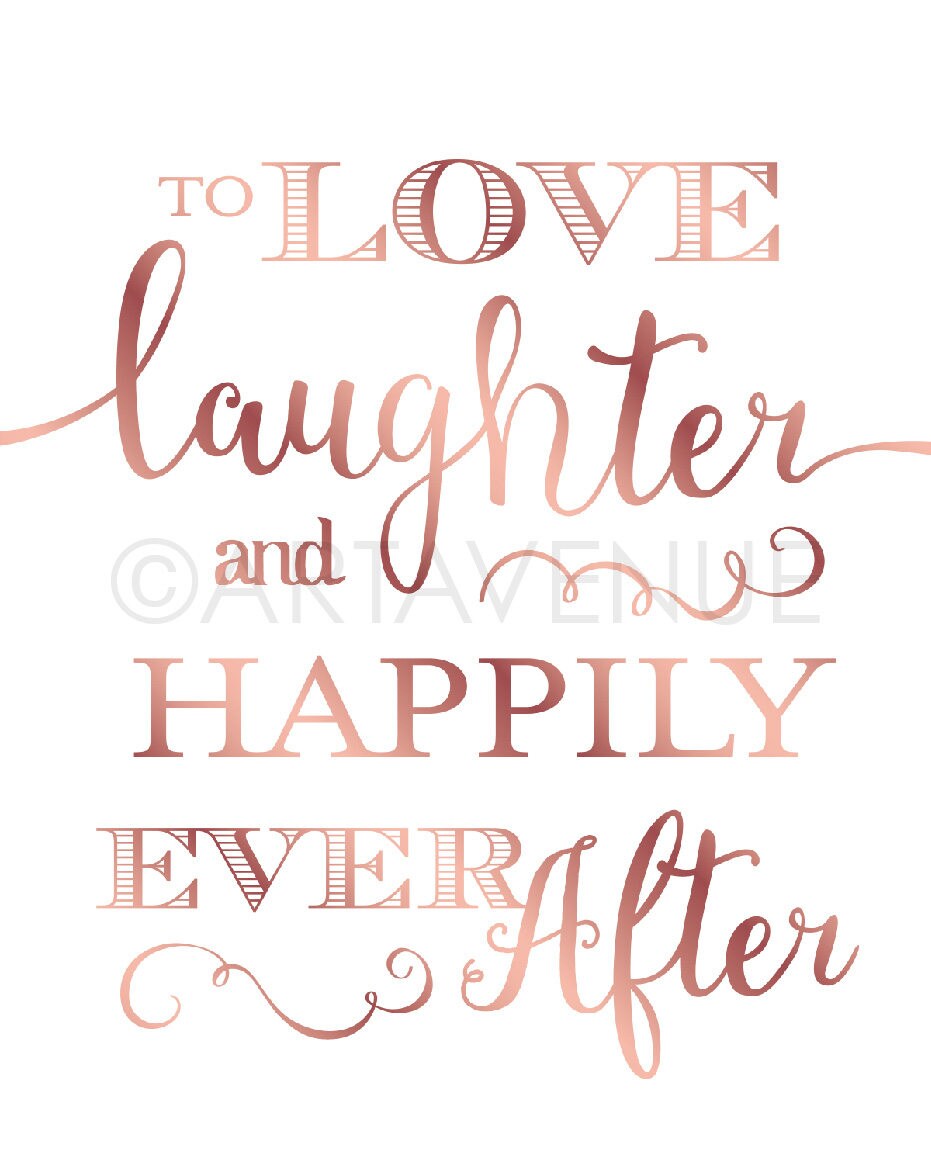 Rose Gold Chic Wedding Sign Printables Love Laughter Happily | Etsy
