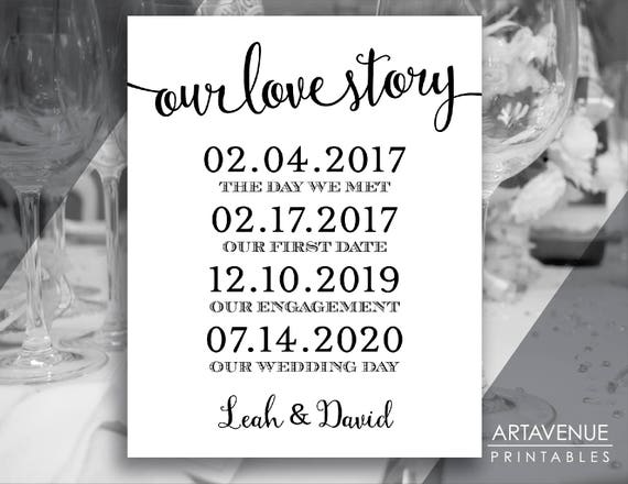 Chic Wedding Sign Printables Our Love Story Custom Sign - Etsy