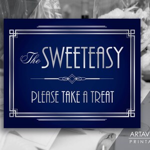 Navy and Silver Art Deco Party Sign Printables | the SWEETEASY - Please ...