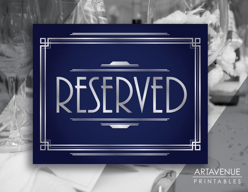 Art Deco Sign RESERVED Printable Sign Navy and Silver Printable Art ...