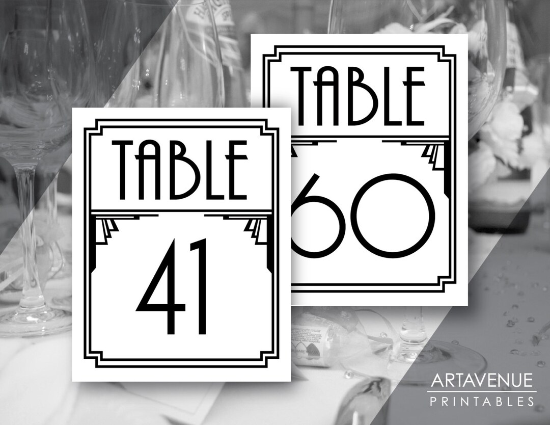 Art Deco Printable Art Gatsby Wedding Art Deco Sign - "table Numbers 41 ...