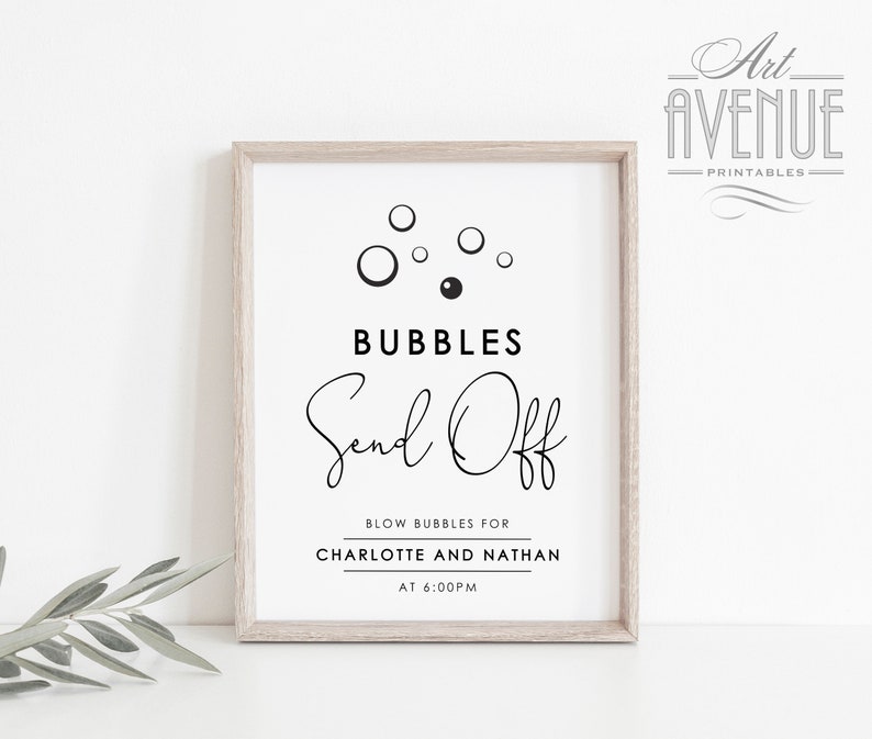 Bubbles Send off Sign Template 8x10 Minimalist Wedding Sign Etsy
