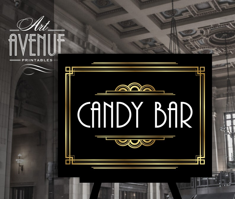 Editable Candy Bar Sign Template Gold Gatsby Party Candy Bar Etsy