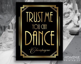 Gatsby Decor Sign Champagne Dance Quote Printable, Gatsby Party, Roaring Twenties Party, Art Deco Jpg Svg Instant Download AA23