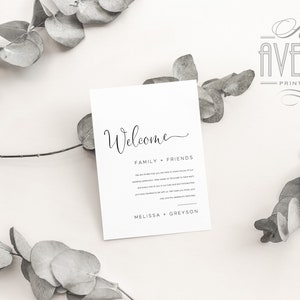 MINIMALISTISCHE bruiloft welkomstkaartsjabloon, 5x7 minimalistische welkomstkaart Templett, bewerkbare sjabloon, Instant Download #001 MM63