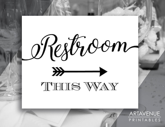 Printable bathroom sign with arrow Printable restroom sign with arrow ...