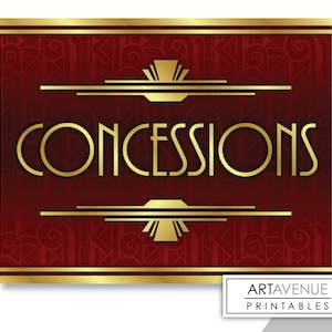 Concessions Sign Download, Art Deco Movie Party Decorations, Hollywood Party Printable, Snack Bar Table Signs, Instant Download MTC1