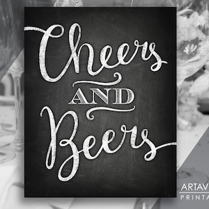 Chalkboard Chic Wedding Signs Cheers and Beers Sign - Etsy