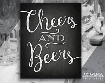 Chalkboard Chic Wedding Signs | Cheers And Beers Sign Printable | Chalk Wedding Downloads | Chalk Party Signs | Wedding Décor SCC75