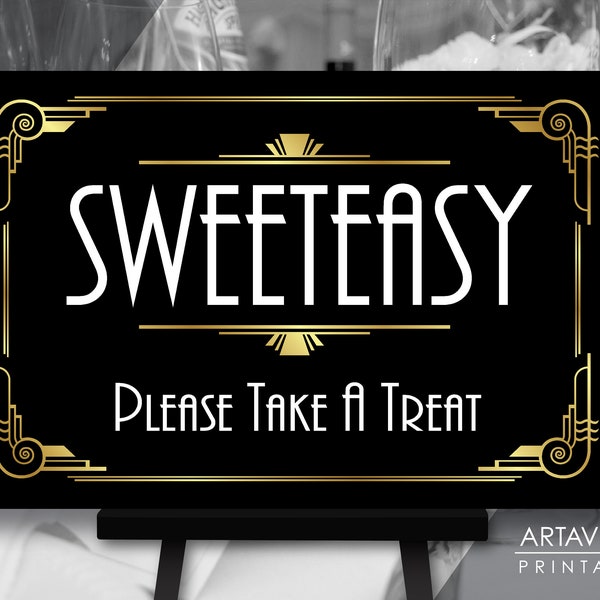 Roaring 20's Party Decor | 24 x 36 Sweeteasy Candy Bar Sign Download | 24x36 Sweeteasy Art Deco Poster Printable BG32
