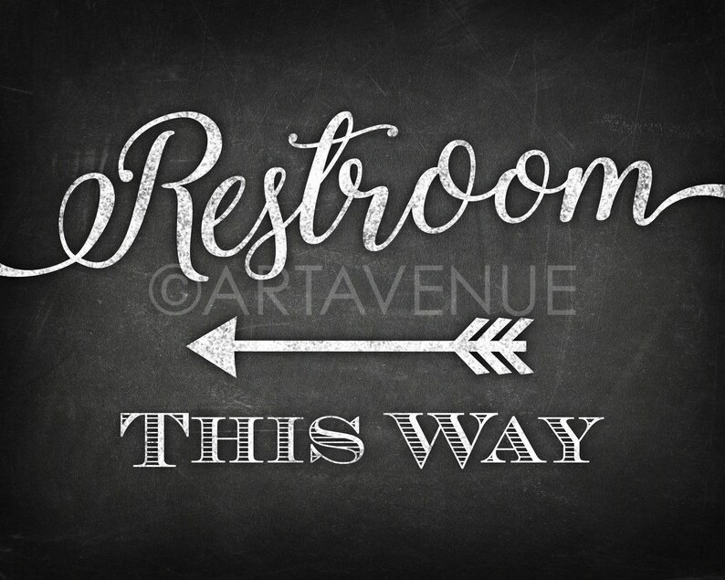 Chalkboard Chic Wedding Signs Restroom This Way Sign Etsy