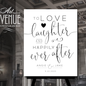 To Love Laughter and Happily Ever After Sign Template, Minimalist Wedding Sign Templett, Wedding Sign Printable Template EDITABLE #001 MM44