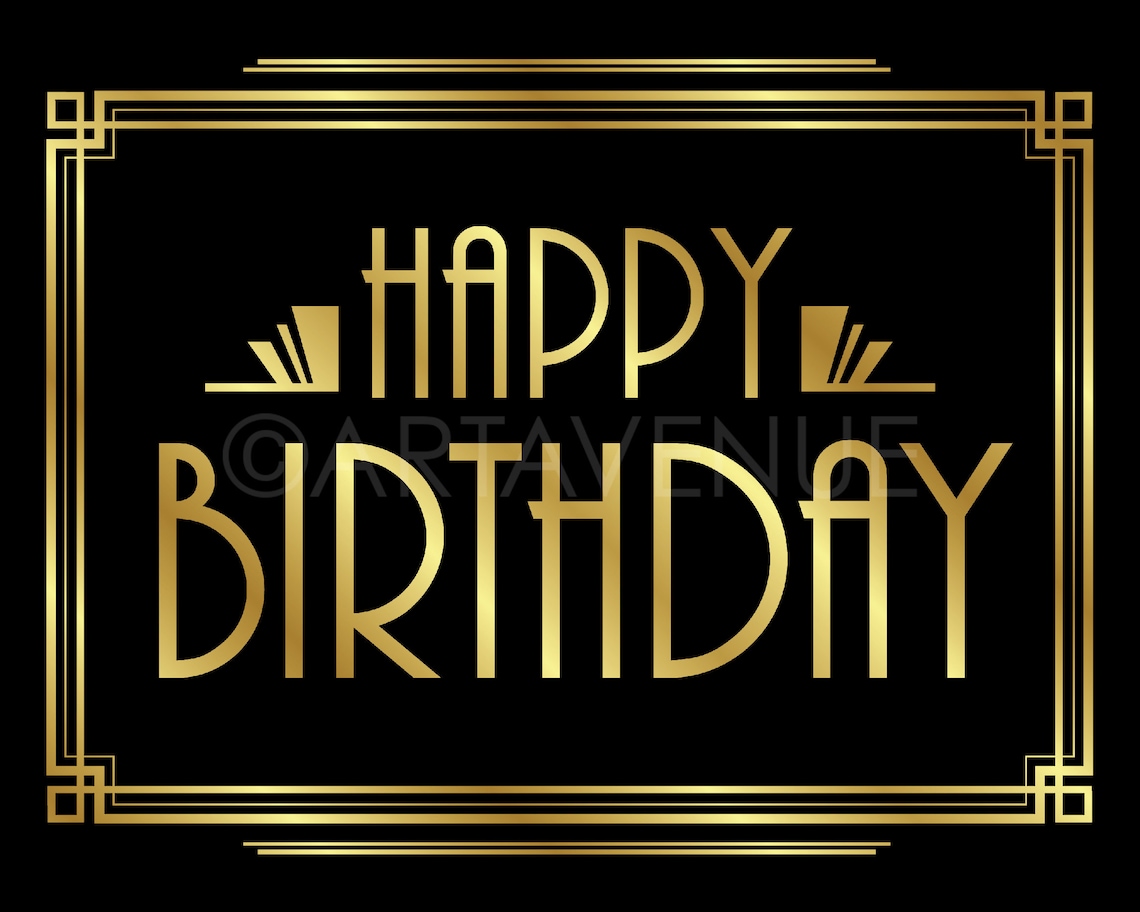 Gatsby Birthday Sign Printables Art Deco HAPPY BIRTHDAY Sign - Etsy