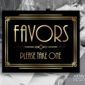 Art Deco Wedding Favors Sign, Instant Download, 1920s Gatsby Printable, Roaring 20s Party, Art Deco Party Jpg Svg Instant Downloads AA12
