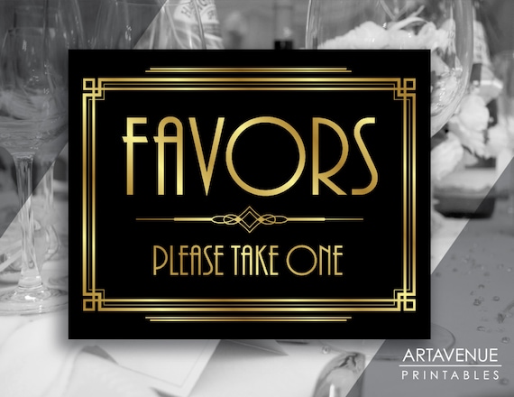 Gatsby Party Decor Printable Party Favors Sign Gatsby Party Etsy