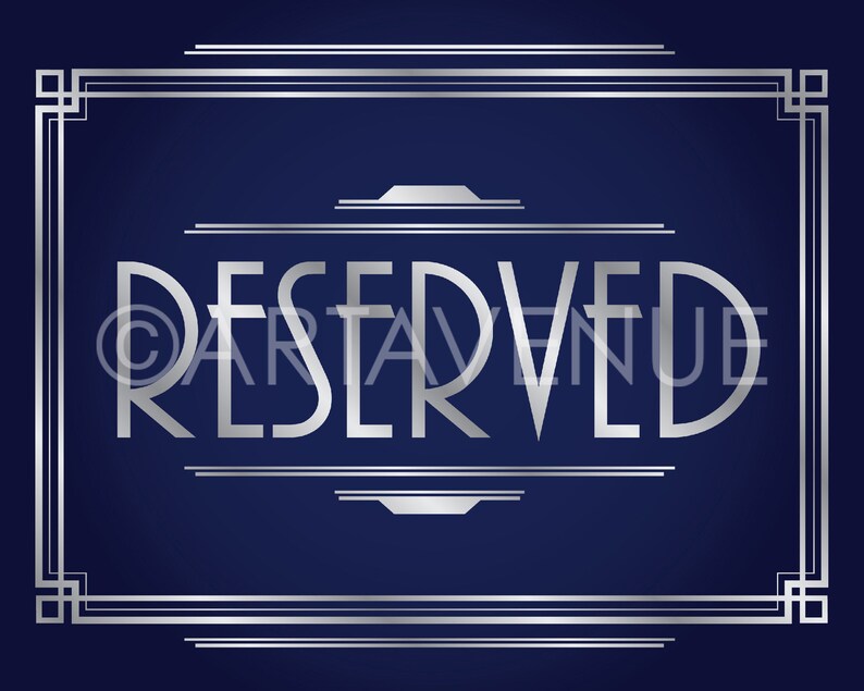 Art Deco Sign RESERVED Printable Sign Navy and Silver Printable Art ...