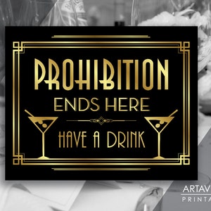 Gatsby Prohibition Sign Download, Art Deco Wedding Printable, Roaring 20s Party, Art Deco Party, 1920s Wedding Jpg Svg, Instant Download AA3