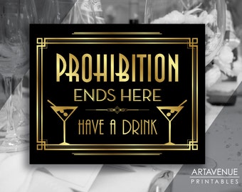 Gatsby Prohibition Sign Download, Art Deco Wedding Printable, Roaring 20s Party, Art Deco Party, 1920s Wedding Jpg Svg, Instant Download AA3