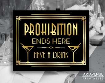 Gatsby Prohibition Sign, Art Deco Wedding Download, Roaring 20s Party, Art Deco Party, 1920s Wedding Jpg Svg, Instant Download AA3