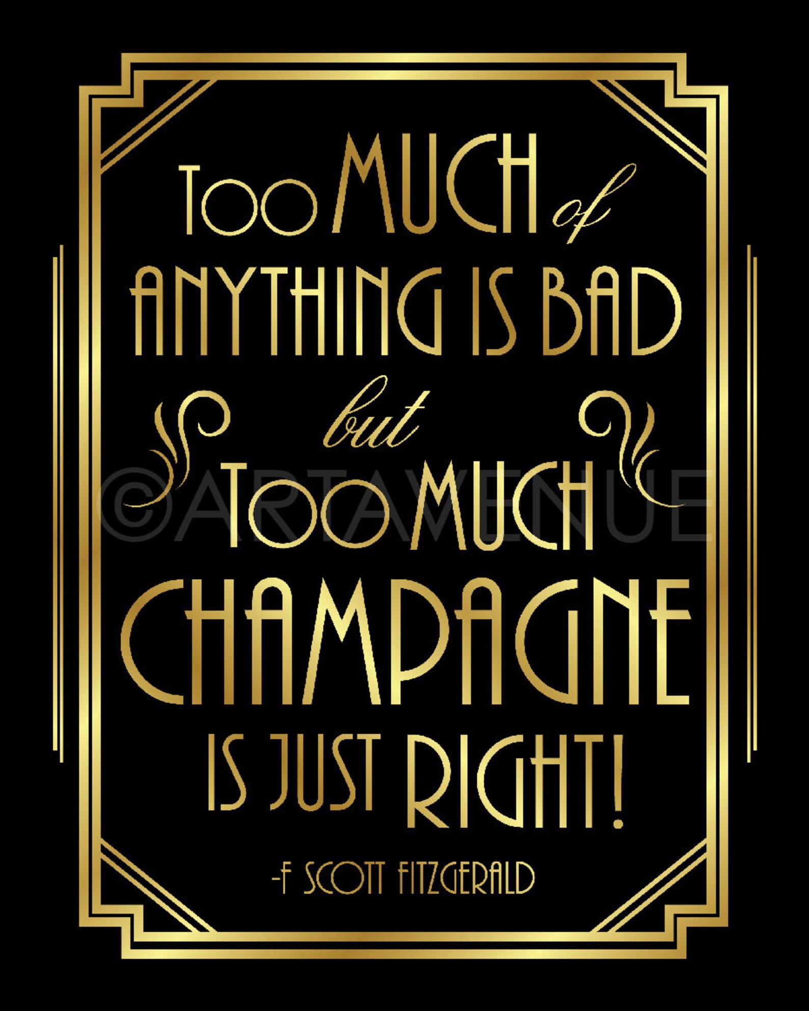 Gatsby Decor Sign Champagne Quote Printable Gatsby Party | Etsy