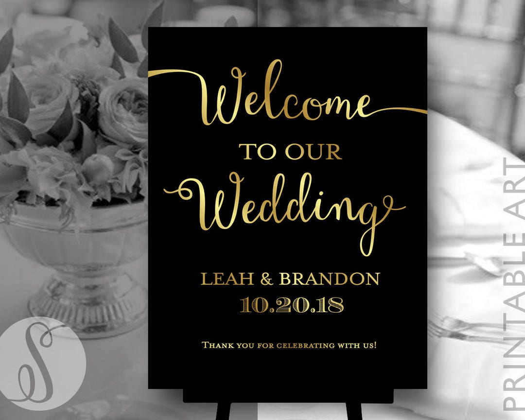 Custom Wedding Sign Printables / Custom WELCOME Sign / Chic Black and ...