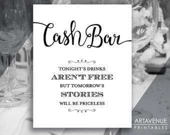 Chic Wedding Signs / CASH BAR Stories Are unbezahlbar Zitat Zeichen / Hochzeit Zeichen Printables, Hochzeit Downloads SCBW18