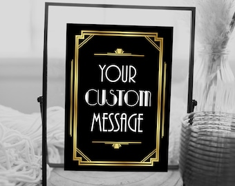 Editable Art Deco Template | Custom Message | Gold Gatsby Wedding Sign Templett | Roaring 20s Gatsby Party Sign Printable EDITABLE #004 AD2