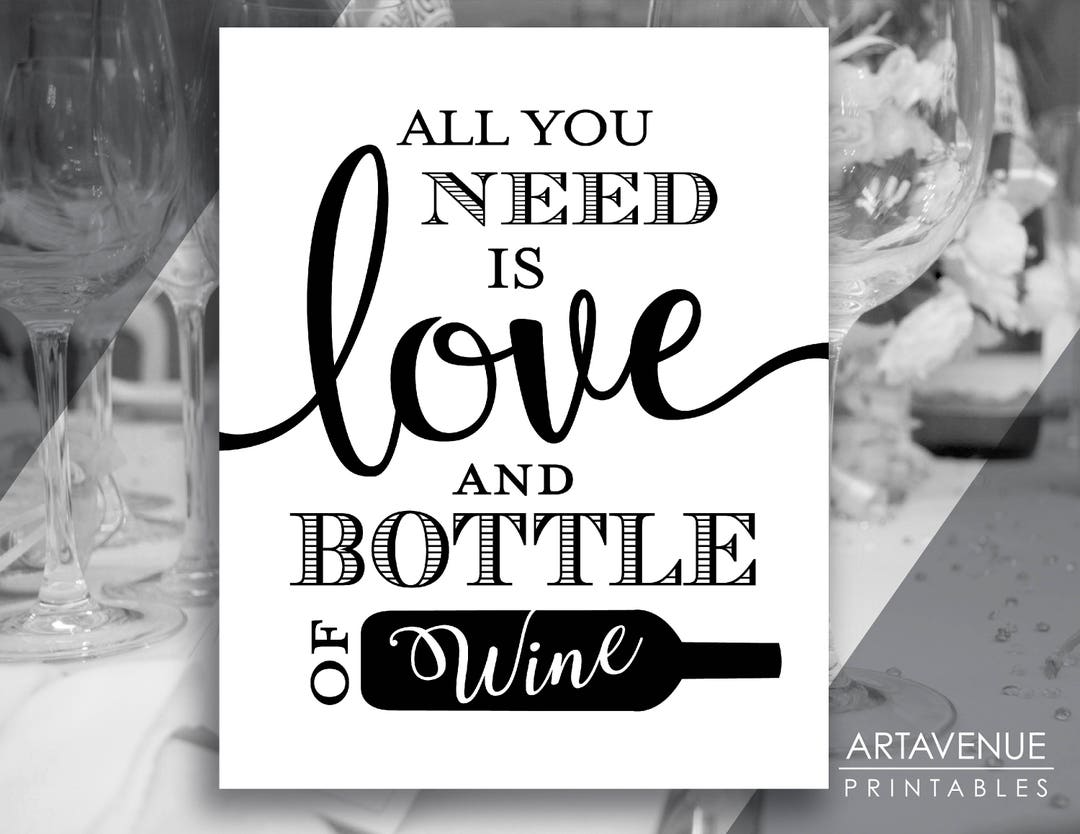 Chic Sign Printables | Love and A Bottle of Wine | Digital Wedding ...