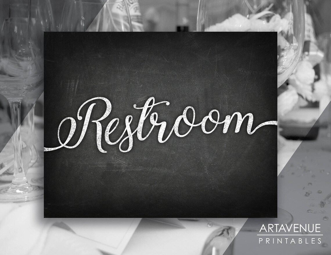 Chalkboard Chic Sign Printables Restroom Sign Printable - Etsy