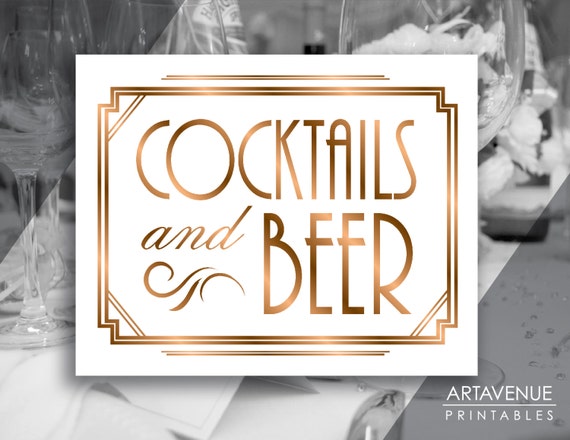 Art Deco Printable Art cocktails and Beer Sign - Etsy