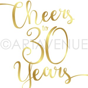 CHEERS TO 30 YEARS | Gold Chic Printables | Party Sign Downloads | 30th ...