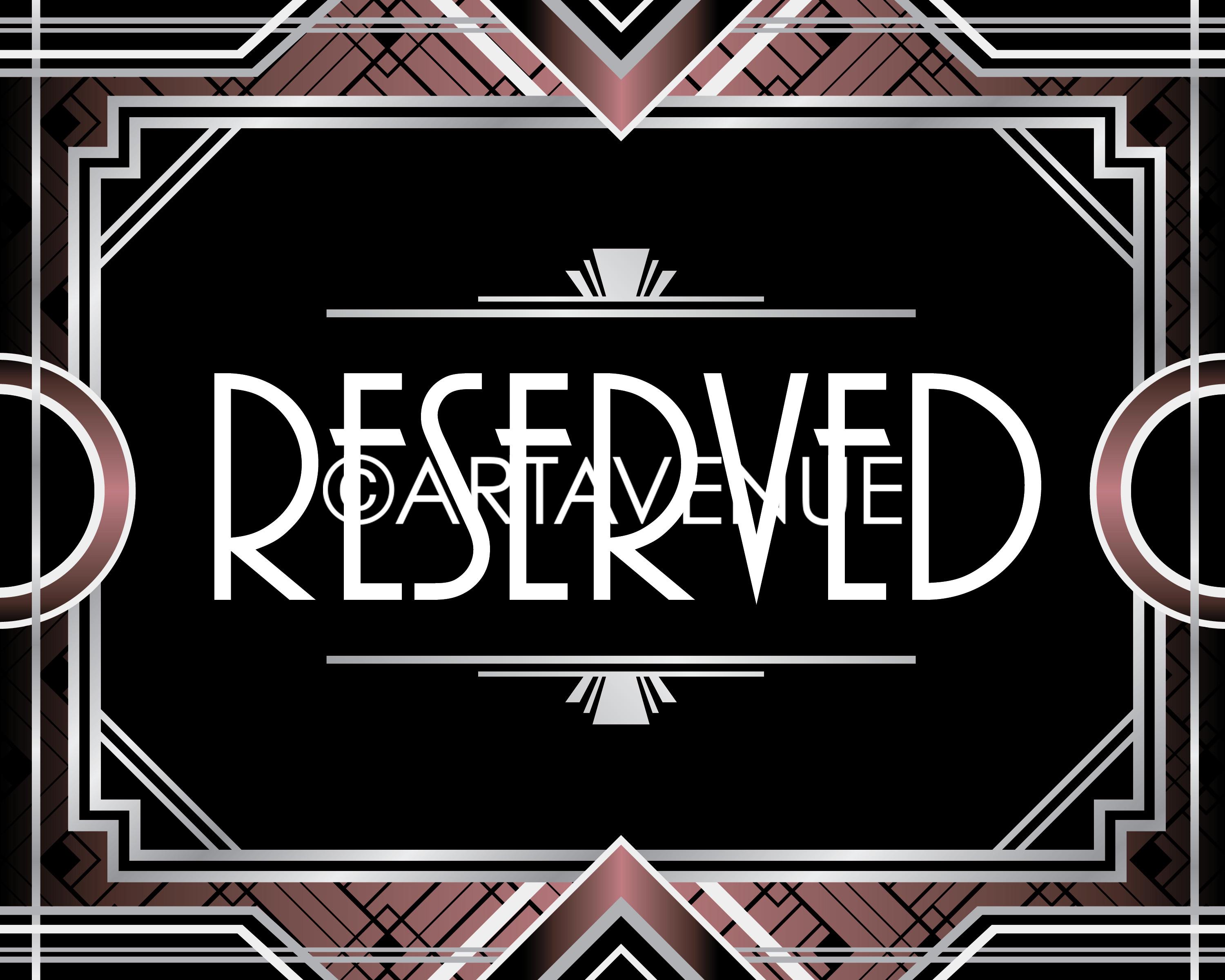 Reserved. Sign Silver Reserved Sign Printable, Silver Red Art Deco Party Decorations, Roaring ...